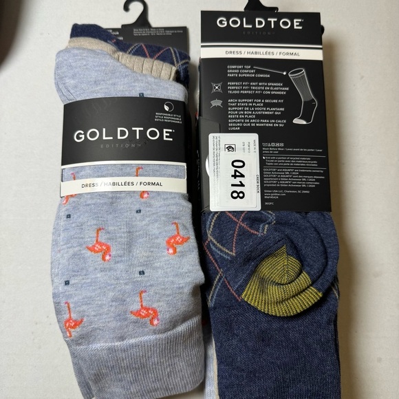 GoldToe Edition Mens Flamingos Crew Socks Assorted, 3 Pack - Picture 6 of 6